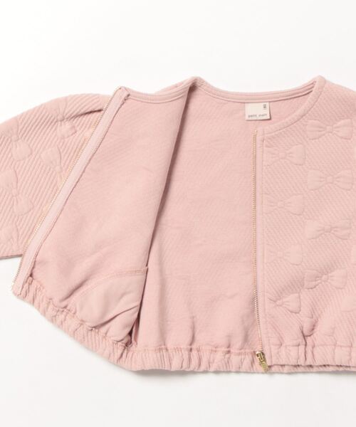 petit main（プティマイン）の「【リンク】リボンキルトZIP羽織り（Tシャツ/カットソー・キッズ・トップグレー/ライトピンク/アイボリー/ブラック・80ｃｍ/90cm/100cm/110cm/120cm/130cm）」の7枚目の写真