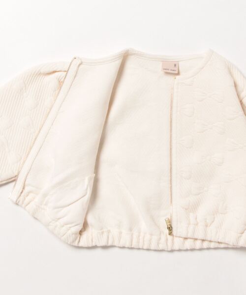 petit main（プティマイン）の「【リンク】リボンキルトZIP羽織り（Tシャツ/カットソー・キッズ・トップグレー/ライトピンク/アイボリー/ブラック・80ｃｍ/90cm/100cm/110cm/120cm/130cm）」の8枚目の写真