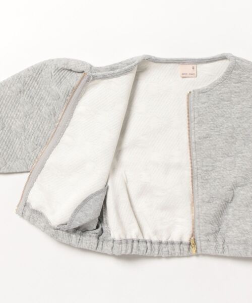 petit main（プティマイン）の「【リンク】リボンキルトZIP羽織り（Tシャツ/カットソー・キッズ・トップグレー/ライトピンク/アイボリー/ブラック・80ｃｍ/90cm/100cm/110cm/120cm/130cm）」の6枚目の写真