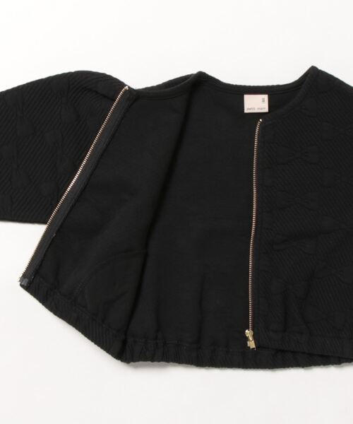 petit main（プティマイン）の「【リンク】リボンキルトZIP羽織り（Tシャツ/カットソー・キッズ・トップグレー/ライトピンク/アイボリー/ブラック・80ｃｍ/90cm/100cm/110cm/120cm/130cm）」の5枚目の写真