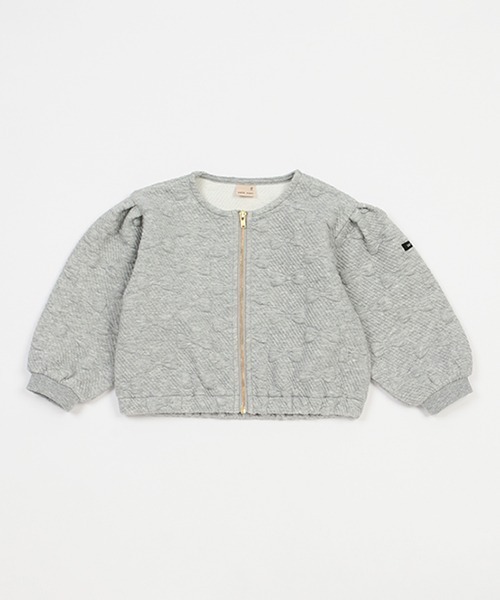 petit main（プティマイン）の「【リンク】リボンキルトZIP羽織り（Tシャツ/カットソー・キッズ・トップグレー/ライトピンク/アイボリー/ブラック・80ｃｍ/90cm/100cm/110cm/120cm/130cm）」の3枚目の写真