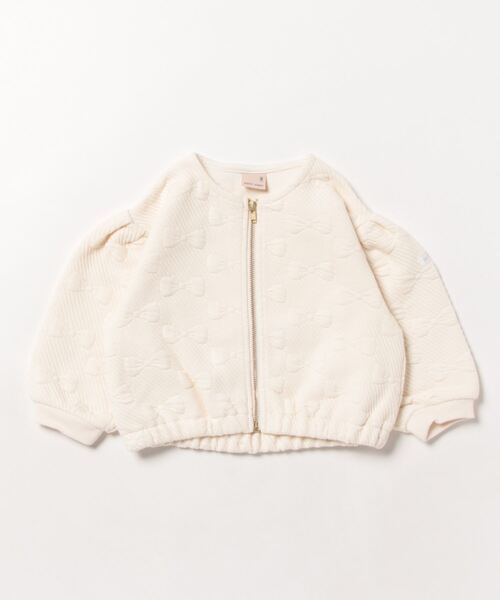 petit main（プティマイン）の「【リンク】リボンキルトZIP羽織り（Tシャツ/カットソー・キッズ・トップグレー/ライトピンク/アイボリー/ブラック・80ｃｍ/90cm/100cm/110cm/120cm/130cm）」の10枚目の写真