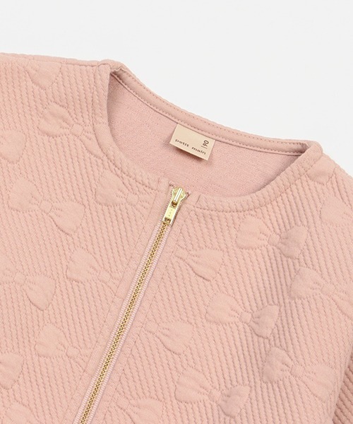 petit main（プティマイン）の「【リンク】リボンキルトZIP羽織り（Tシャツ/カットソー・キッズ・トップグレー/ライトピンク/アイボリー/ブラック・80ｃｍ/90cm/100cm/110cm/120cm/130cm）」の16枚目の写真