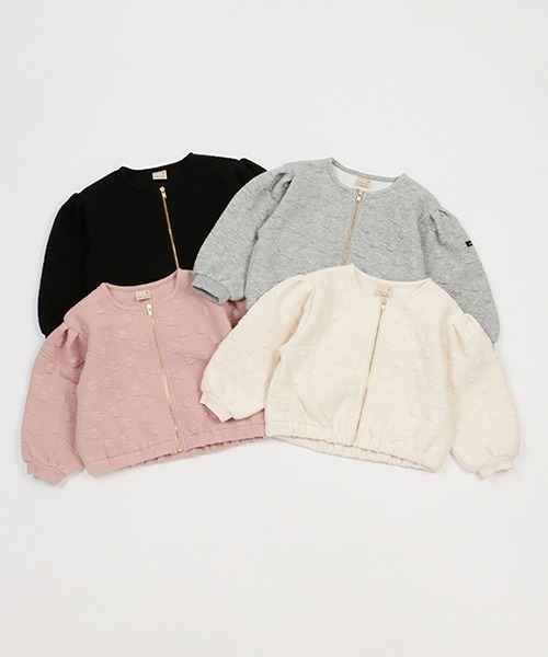 petit main（プティマイン）の「【リンク】リボンキルトZIP羽織り（Tシャツ/カットソー・キッズ・トップグレー/ライトピンク/アイボリー/ブラック・80ｃｍ/90cm/100cm/110cm/120cm/130cm）」の21枚目の写真