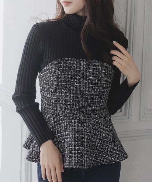 Julia Boutique（ジュリアブティック）の「ツイードビスチェ/23503（ベスト・レディース・ブラック/ドット・ONE）」の3枚目の写真