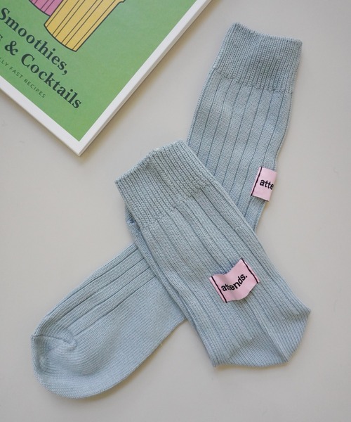 Jelly moo(ジェリームー)の「【 Jelly moo / ジェリームー 】 バックタグ リブソックス #(ソックス/靴下・レディース・ブラック/ピンク/ライトブルー/アイボリー/グレー/グリーン・FREE)」の3枚目の写真