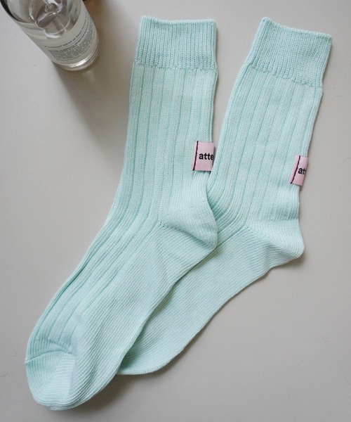 Jelly moo(ジェリームー)の「【 Jelly moo / ジェリームー 】 バックタグ リブソックス #(ソックス/靴下・レディース・ブラック/ピンク/ライトブルー/アイボリー/グレー/グリーン・FREE)」の5枚目の写真