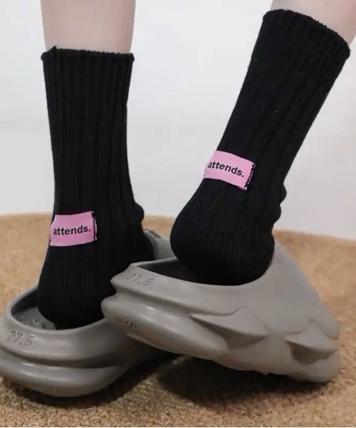 Jelly moo(ジェリームー)の「【 Jelly moo / ジェリームー 】 バックタグ リブソックス #(ソックス/靴下・レディース・ブラック/ピンク/ライトブルー/アイボリー/グレー/グリーン・FREE)」の2枚目の写真