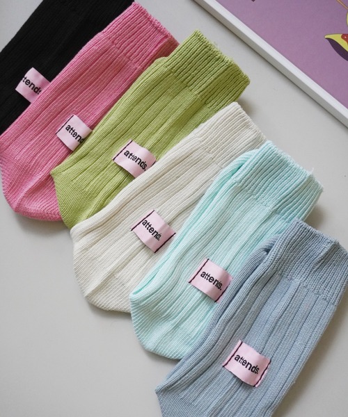 Jelly moo(ジェリームー)の「【 Jelly moo / ジェリームー 】 バックタグ リブソックス #(ソックス/靴下・レディース・ブラック/ピンク/ライトブルー/アイボリー/グレー/グリーン・FREE)」の7枚目の写真
