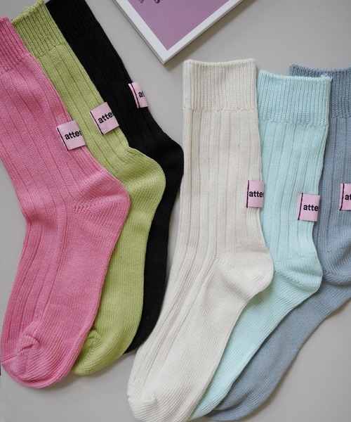 Jelly moo(ジェリームー)の「【 Jelly moo / ジェリームー 】 バックタグ リブソックス #(ソックス/靴下・レディース・ブラック/ピンク/ライトブルー/アイボリー/グレー/グリーン・FREE)」の8枚目の写真