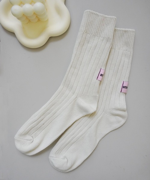 Jelly moo(ジェリームー)の「【 Jelly moo / ジェリームー 】 バックタグ リブソックス #(ソックス/靴下・レディース・ブラック/ピンク/ライトブルー/アイボリー/グレー/グリーン・FREE)」の10枚目の写真