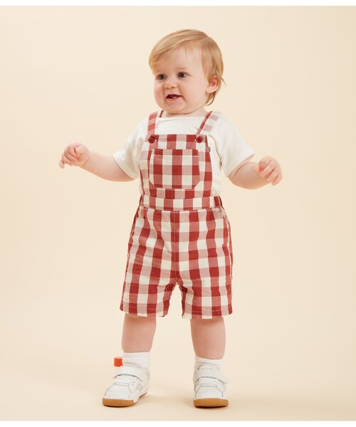 【セール】ウ゛ィシーチェックショートサロペット（サロペット/オーバーオール）｜PETIT BATEAU（プチバトー）