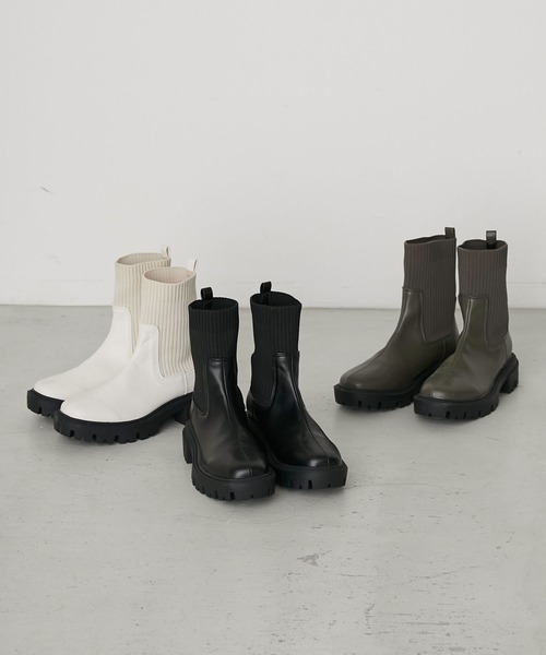 forksy.（フォルクシー）の「【forksy.】タンクソールソックスブーツ（ブーツ・レディース・アイボリー/カーキ/ブラック・M/L/S）」の21枚目の写真