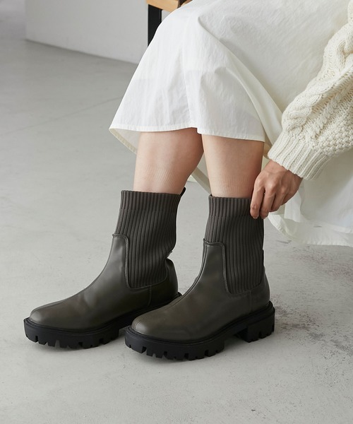 forksy.（フォルクシー）の「【forksy.】タンクソールソックスブーツ（ブーツ・レディース・アイボリー/カーキ/ブラック・M/L/S）」の22枚目の写真