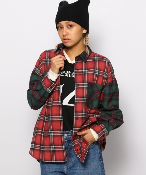 FOREVER 21（フォーエバー トゥエンティーワン）の「【2023AW】アソートチェックオーバーシャツ（シャツ/ブラウス・レディース・ネイビー/レッド/パープル/ブラック・FREE）」の4枚目の写真