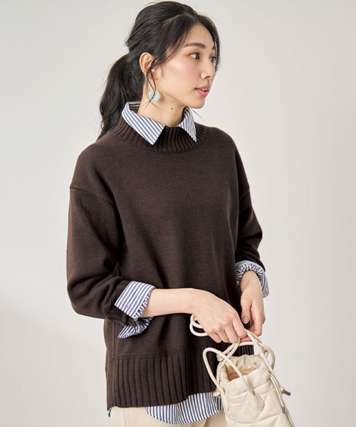 BELLUNA PLUS（ベルーナ）の「洗える！バックスリットデザインニット（ニット/セーター・レディース・エメラルド/パープル系その他/ブラック/モカ・X-LARGE/LARGE/MEDIUM）」の21枚目の写真