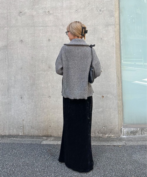 feepur（フェピュール）の「【ハンドウォッシャブル】メランジ畦編みジップカーディガン（カーディガン/ボレロ・レディース・グレー/チャコールグレー/ブラック/オリーブ・MEDIUM）」の22枚目の写真