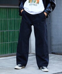 FREAK'S STORE | FREAK’S STORE/フリークスストア ストレートシルエット ワイド ダブルニーデニム/ビックシルエット/デニムパンツ/ワークパンツ(デニムパンツ)