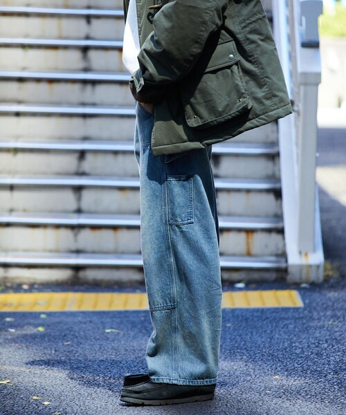 FREAK'S STORE(フリークスストア)の「FREAK’S STORE/フリークスストア ストレートシルエット ワイド ダブルニーデニム/ビックシルエット/デニムパンツ/ワークパンツ(デニムパンツ・メンズ・ネイビー/ブラック・MEDIUM/LARGE)」の4枚目の写真