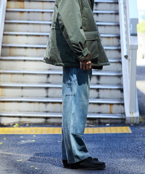 FREAK'S STORE(フリークスストア)の「FREAK’S STORE/フリークスストア ストレートシルエット ワイド ダブルニーデニム/ビックシルエット/デニムパンツ/ワークパンツ(デニムパンツ・メンズ・ネイビー/ブラック・MEDIUM/LARGE)」の6枚目の写真