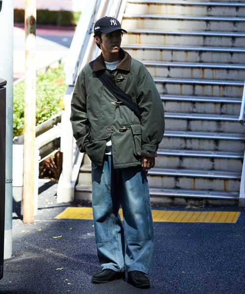 FREAK'S STORE(フリークスストア)の「FREAK’S STORE/フリークスストア ストレートシルエット ワイド ダブルニーデニム/ビックシルエット/デニムパンツ/ワークパンツ(デニムパンツ・メンズ・ネイビー/ブラック・MEDIUM/LARGE)」の7枚目の写真