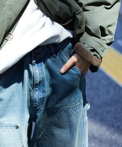 FREAK'S STORE(フリークスストア)の「FREAK’S STORE/フリークスストア ストレートシルエット ワイド ダブルニーデニム/ビックシルエット/デニムパンツ/ワークパンツ(デニムパンツ・メンズ・ネイビー/ブラック・MEDIUM/LARGE)」の15枚目の写真