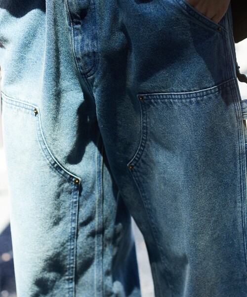 FREAK'S STORE(フリークスストア)の「FREAK’S STORE/フリークスストア ストレートシルエット ワイド ダブルニーデニム/ビックシルエット/デニムパンツ/ワークパンツ(デニムパンツ・メンズ・ネイビー/ブラック・MEDIUM/LARGE)」の16枚目の写真