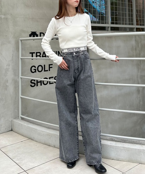 INGNI（イング）の「裾ロゴショート丈ニット（ニット/セーター・レディース・オフホワイト/チャコールグレー/その他/ブラック・M）」の8枚目の写真