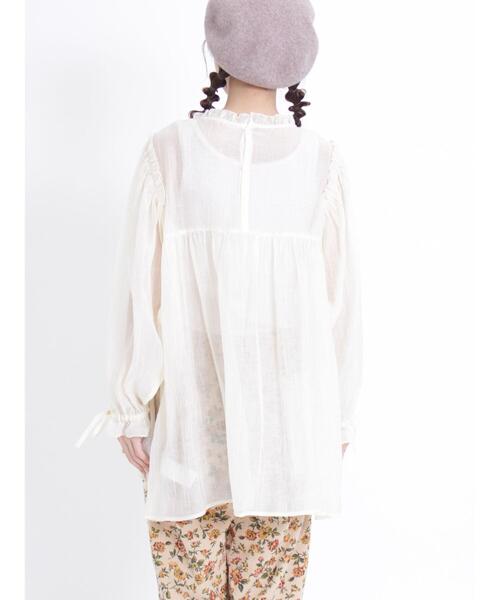 Samansa Mos2（サマンサ モスモス）の「シアーチュニックブラウス（チュニック・レディース・キナリ/ブラウン/ブラック・F）」の11枚目の写真