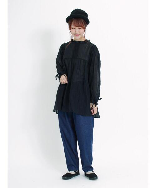 Samansa Mos2（サマンサ モスモス）の「シアーチュニックブラウス（チュニック・レディース・キナリ/ブラウン/ブラック・F）」の18枚目の写真