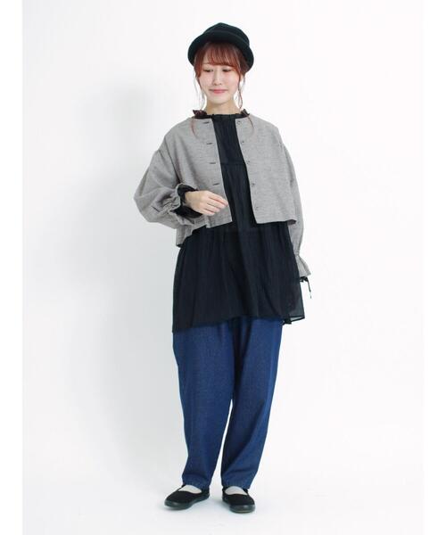 Samansa Mos2（サマンサ モスモス）の「シアーチュニックブラウス（チュニック・レディース・キナリ/ブラウン/ブラック・F）」の19枚目の写真