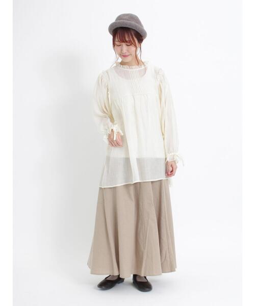 Samansa Mos2（サマンサ モスモス）の「シアーチュニックブラウス（チュニック・レディース・キナリ/ブラウン/ブラック・F）」の21枚目の写真