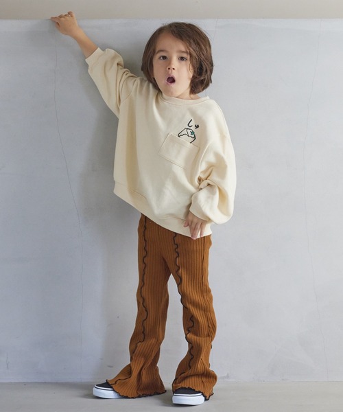 HOGAN RANCH WEAR（ホーガンランチウエア）の「ポケットひょっこりトレーナー/前後プリント（80～130cm）（スウェット・キッズ・ベージュ/ブラック/グレー/オフホワイト・80/90/95/100/110/120/130）」の13枚目の写真