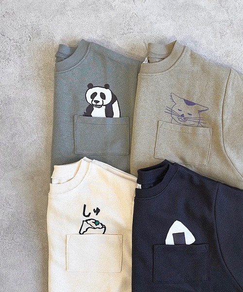 HOGAN RANCH WEAR（ホーガンランチウエア）の「ポケットひょっこりトレーナー/前後プリント（80～130cm）（スウェット・キッズ・ベージュ/ブラック/グレー/オフホワイト・80/90/95/100/110/120/130）」の11枚目の写真