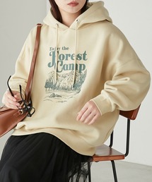 CAMPプリント 裏起毛スウェットオーバーフーディー