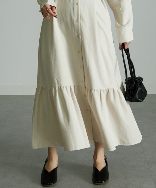 RANAN(ラナン)の「コーデュロイティアードシャツワンピ(ワンピース・レディース・ライトベージュ/ピンク・M/L/LL)」の8枚目の写真