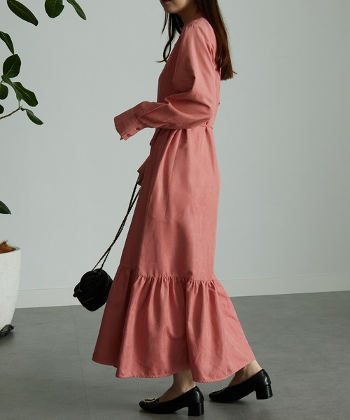 RANAN(ラナン)の「コーデュロイティアードシャツワンピ(ワンピース・レディース・ライトベージュ/ピンク・M/L/LL)」の13枚目の写真