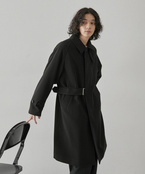 JUNRED（ジュンレッド）の「ウーリーニットステンカラーベルテッドコート（ステンカラーコート・メンズ・ブラック/グリーン/グレー系その他/ブラウン系その他2/ブルー系その他4・S/M/L）」の17枚目の写真