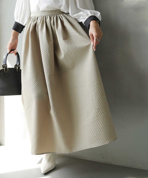 cawaii(カワイイ)の「ポコポコキルティングロングスカート(スカート・レディース・グリーン/ブラック/グレー系その他・FREE)」の3枚目の写真