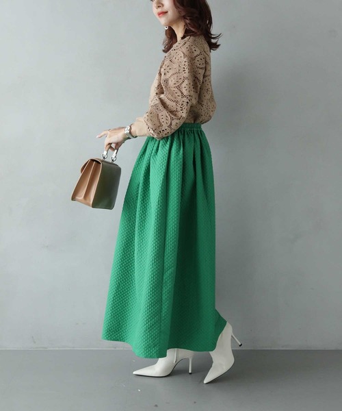 cawaii(カワイイ)の「ポコポコキルティングロングスカート(スカート・レディース・グリーン/ブラック/グレー系その他・FREE)」の10枚目の写真