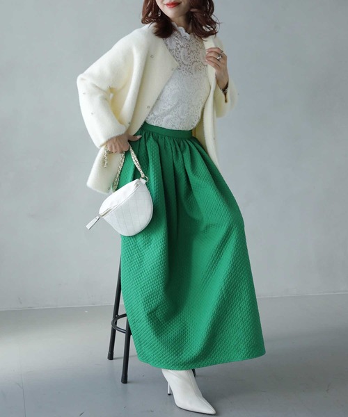 cawaii(カワイイ)の「ポコポコキルティングロングスカート(スカート・レディース・グリーン/ブラック/グレー系その他・FREE)」の13枚目の写真