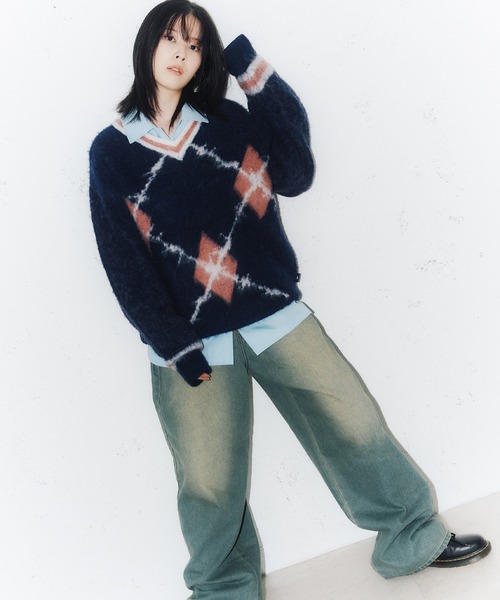 FTW（エフティダブリュー）の「ARCYLE V NECK KNIT（ニット/セーター・メンズ・ブラウン/ダークグリーン/ネイビー・MEDIUM/LARGE）」の22枚目の写真