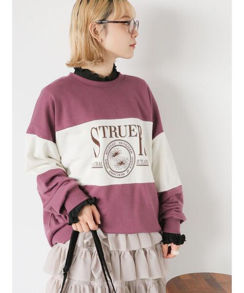 ehka sopo（エヘカソポ）の「ロゴ配色スウェット（Tシャツ/カットソー・レディース・ブルー/グレー/プラム/キナリ・F）」の4枚目の写真