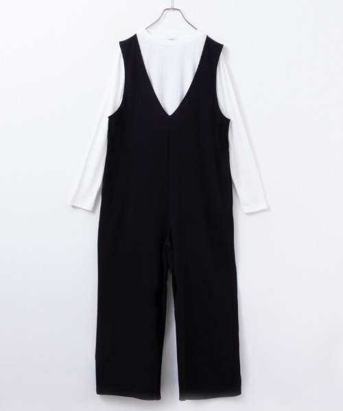 NAVY（ネイビー）の「NAVY 高身長向け インナー付きサロペット アンサンブル（サロペット/オーバーオール・レディース・ブラック/ネイビー/ベージュ・フリー）」の8枚目の写真