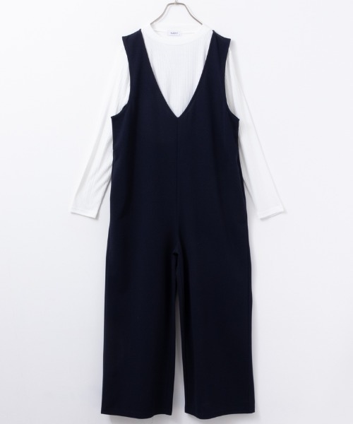NAVY（ネイビー）の「NAVY 高身長向け インナー付きサロペット アンサンブル（サロペット/オーバーオール・レディース・ブラック/ネイビー/ベージュ・フリー）」の12枚目の写真
