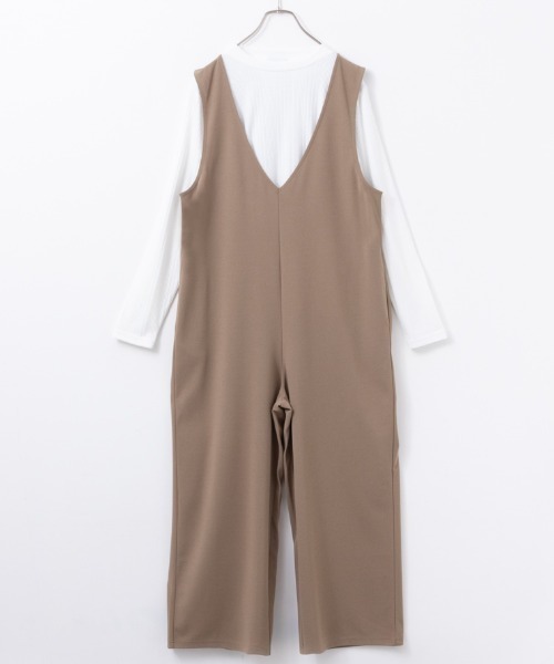 NAVY（ネイビー）の「NAVY 高身長向け インナー付きサロペット アンサンブル（サロペット/オーバーオール・レディース・ブラック/ネイビー/ベージュ・フリー）」の10枚目の写真