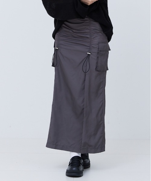 17HR（セブンティーンアワーズ）の「スリットギャザースカート（スカート・レディース・チャコールグレー/ブラック・MEDIUM/SMALL）」の14枚目の写真