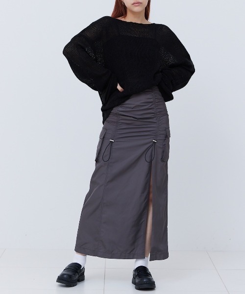 17HR（セブンティーンアワーズ）の「スリットギャザースカート（スカート・レディース・チャコールグレー/ブラック・MEDIUM/SMALL）」の10枚目の写真