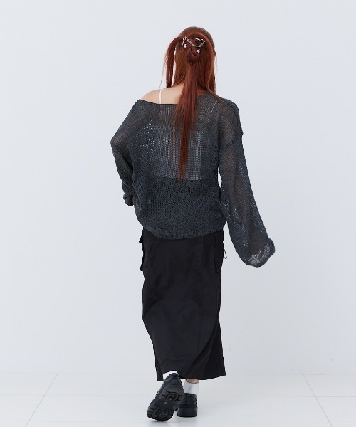 17HR（セブンティーンアワーズ）の「スリットギャザースカート（スカート・レディース・チャコールグレー/ブラック・MEDIUM/SMALL）」の8枚目の写真