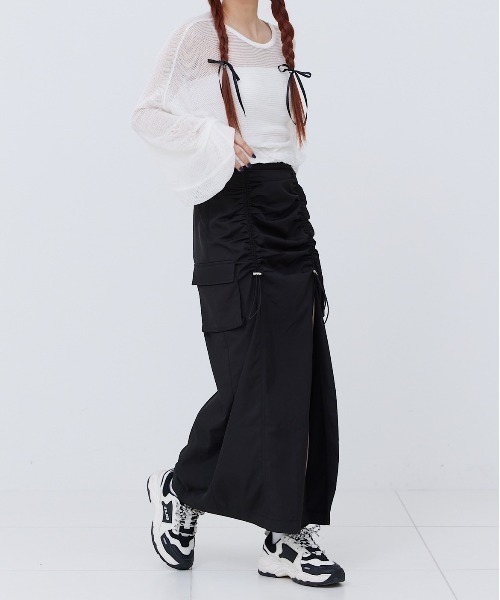 17HR（セブンティーンアワーズ）の「スリットギャザースカート（スカート・レディース・チャコールグレー/ブラック・MEDIUM/SMALL）」の21枚目の写真